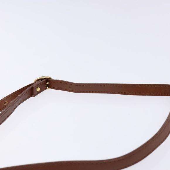 Burberrys Shoulder Bag Leather Brown Gold Auth BA4256